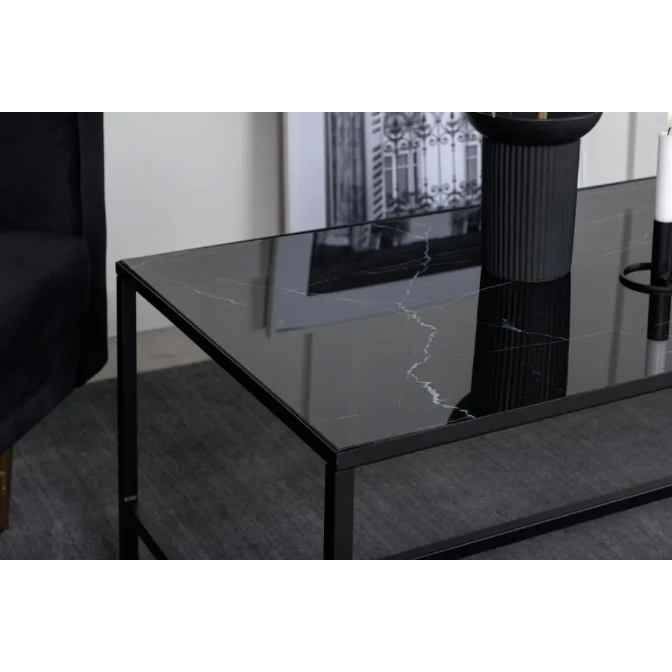 Salontafel Zwart Marmerlook - 130x60x48cm - Dipp