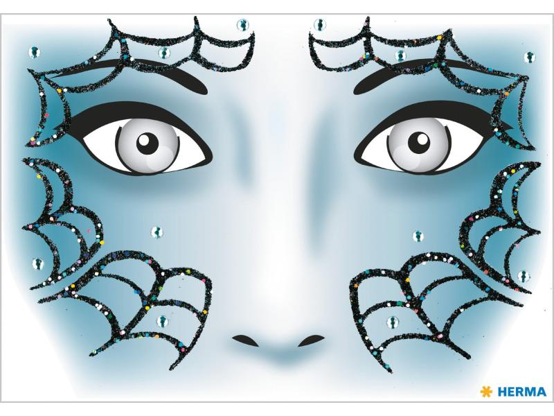 Herma Stickers Tattoos Face Art Spider, 1 Stück Gesicht Sticker für Halloween
