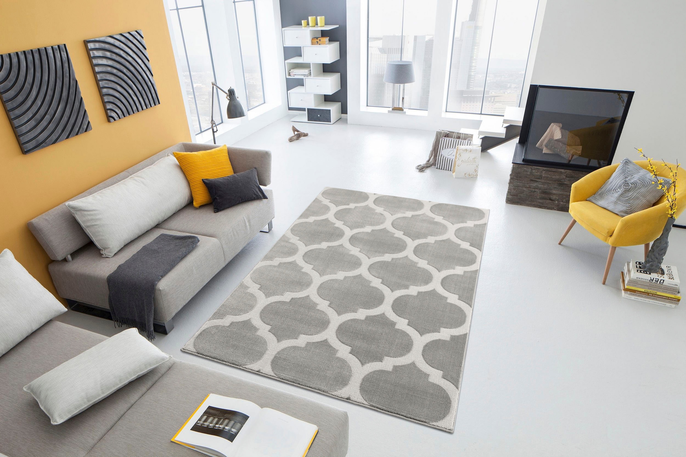 Home affaire Teppich »Fenris« rechteckig 12 mm Höhe Konturenschnitt, 3D-Design, flacher Teppich, Kurzflor, weich, elegant