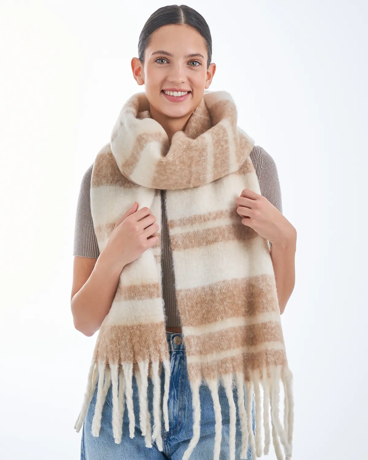 Schal - Beige Stripes