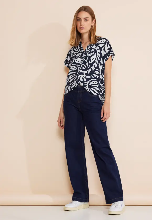 Print Blusenshirt - deep blue