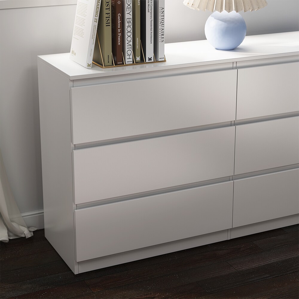 Vicco Kommode Calisto, Weiß 138 x 78,5 cm, mit 6 Schubfächer, Sideboard, Schrank