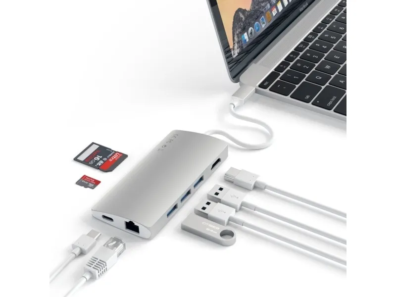 Satechi TYPE-C MULTI-PORT ADAPTER 4K WITH ETHERNET V2 - Dockingstation - USB-C / Thunderbolt 3 - HDMI - 1GbE