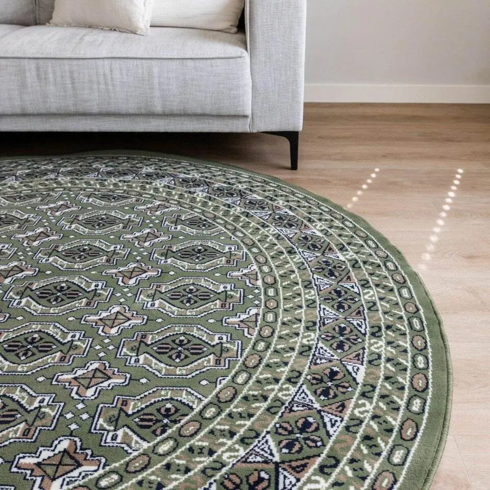 Interieur05 rond vintage vloerkleed Marad groen - 235 x 235 cm