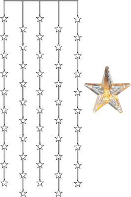 (2m) 50 LED's Weihnachts Deko Lichterkette Sternen Vorhang Beleuchtung (12.2006-75-2) - Warmweiss