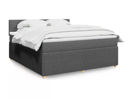 Sommier à lattes de lit avec matelas Gris foncé 180x200cm Tissu