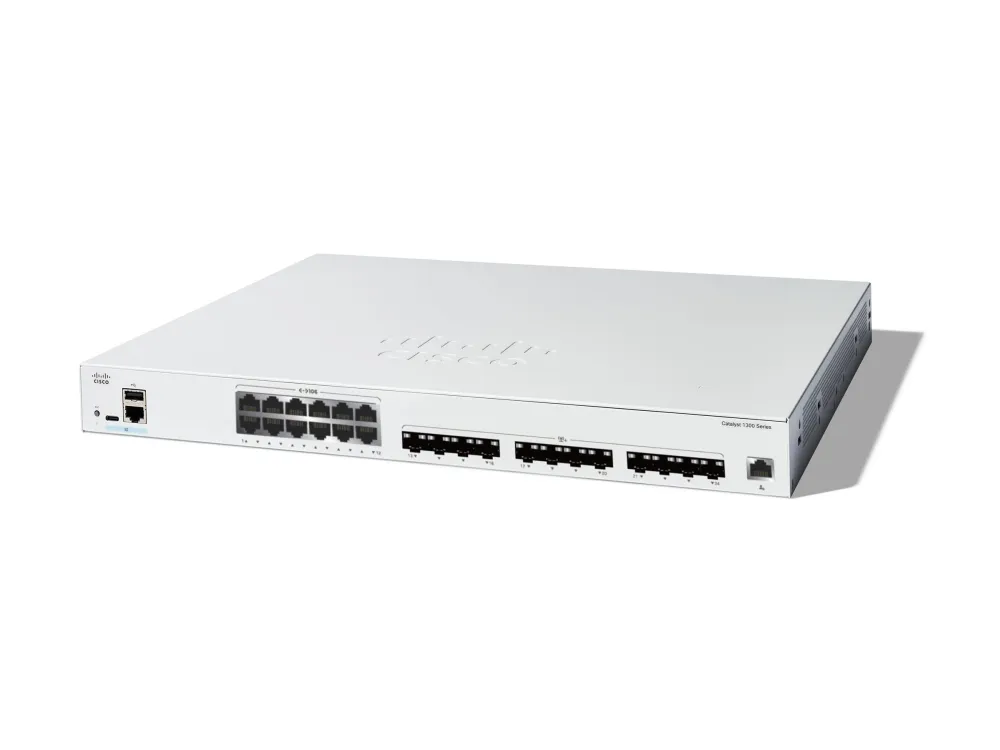 Cisco Catalyst 1300-24XTS - Switch - L3 - smart - 12 x 10 Gigabit Ethernet   12 x 10 Gigabit SFP  - monterbar på stativ