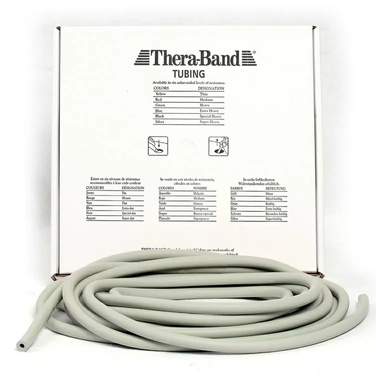 TheraBand Rund elastik 7,5m - sølv - Hårdhed 6