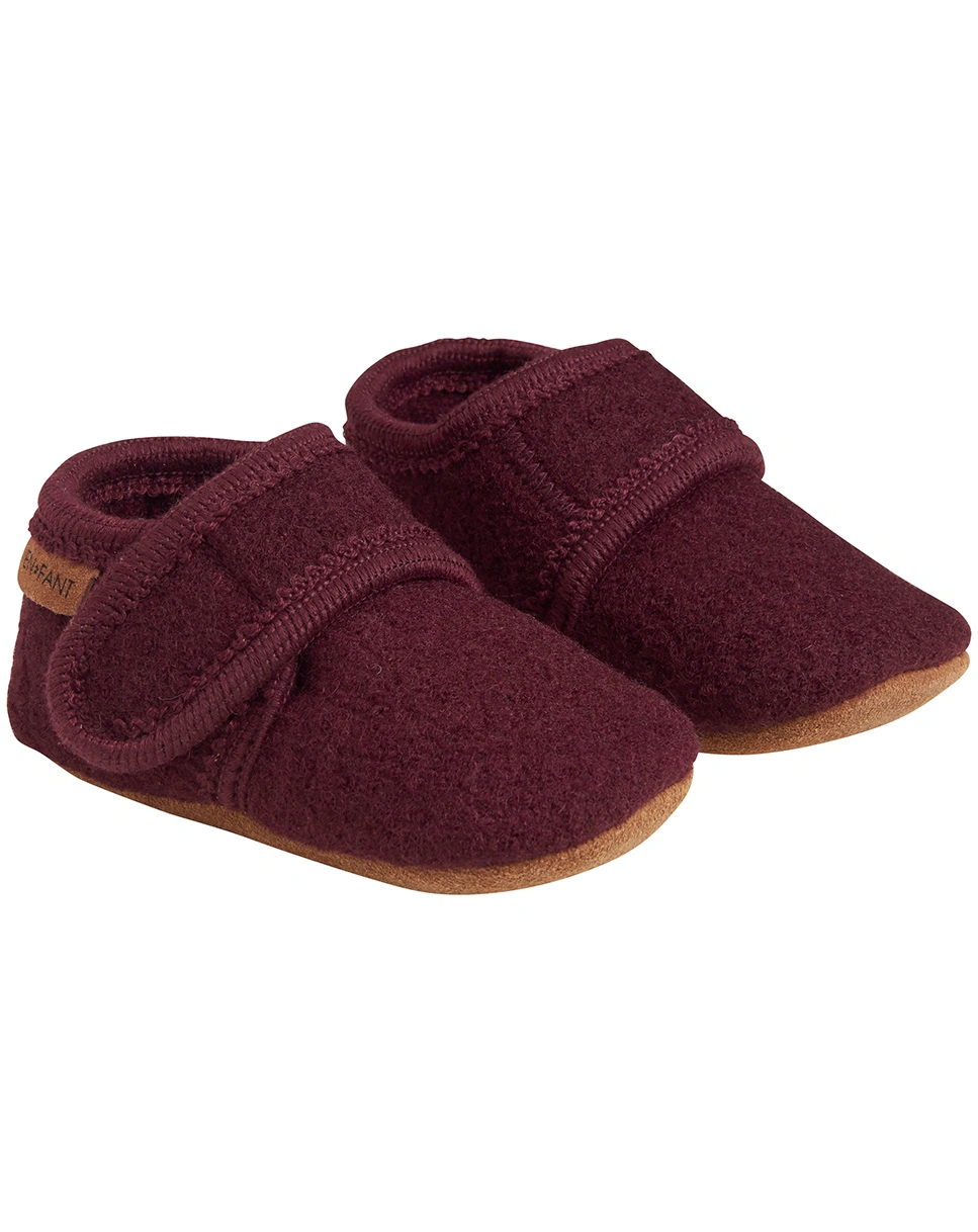 Klett-Krabbelschuhe MOBIL aus Wolle in winetasting