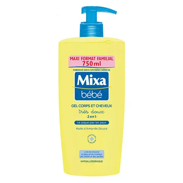 Mixa Baby Gel 2 em 1 Muito Suave para Corpo e Cabelo 750ml