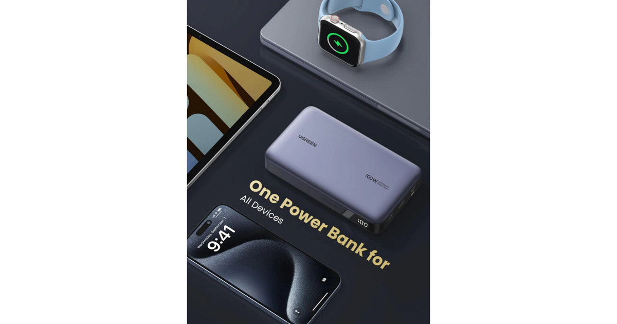 UgreenNexode Power Bank 20000mAh 100W powerbank  (Grijs)