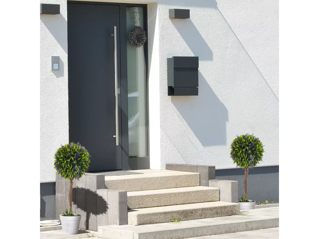 Lot de 2 plantes artificielles avec fleurs de lavande arbre artificiel tronc et pot inclus - hauteur 60 cm intérieur et extérieur vert