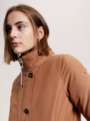 Parka acolchoada com capuz em pele sintética