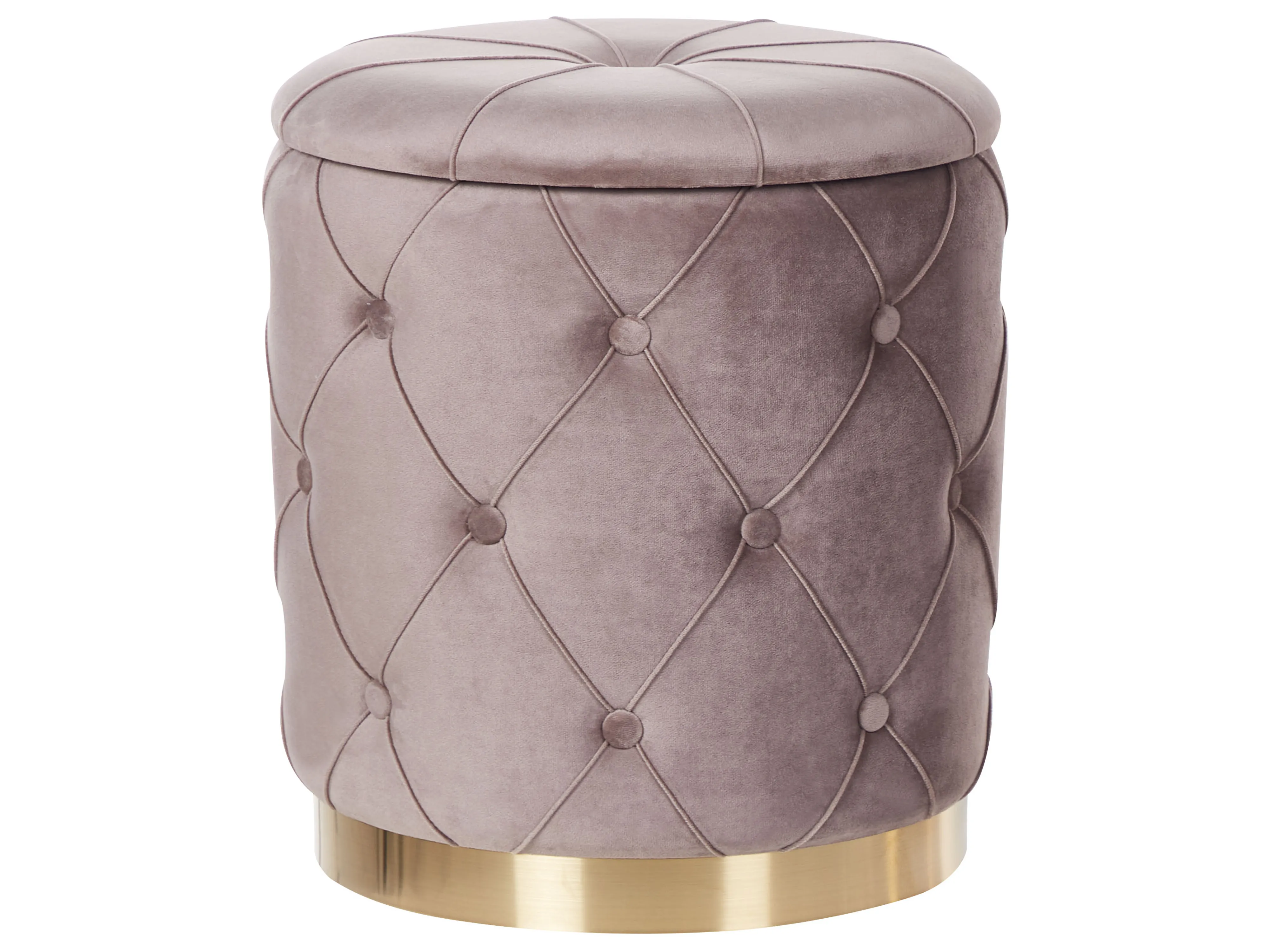 Set van 2 opbergpoefs PUEBLO Fluweel Taupe