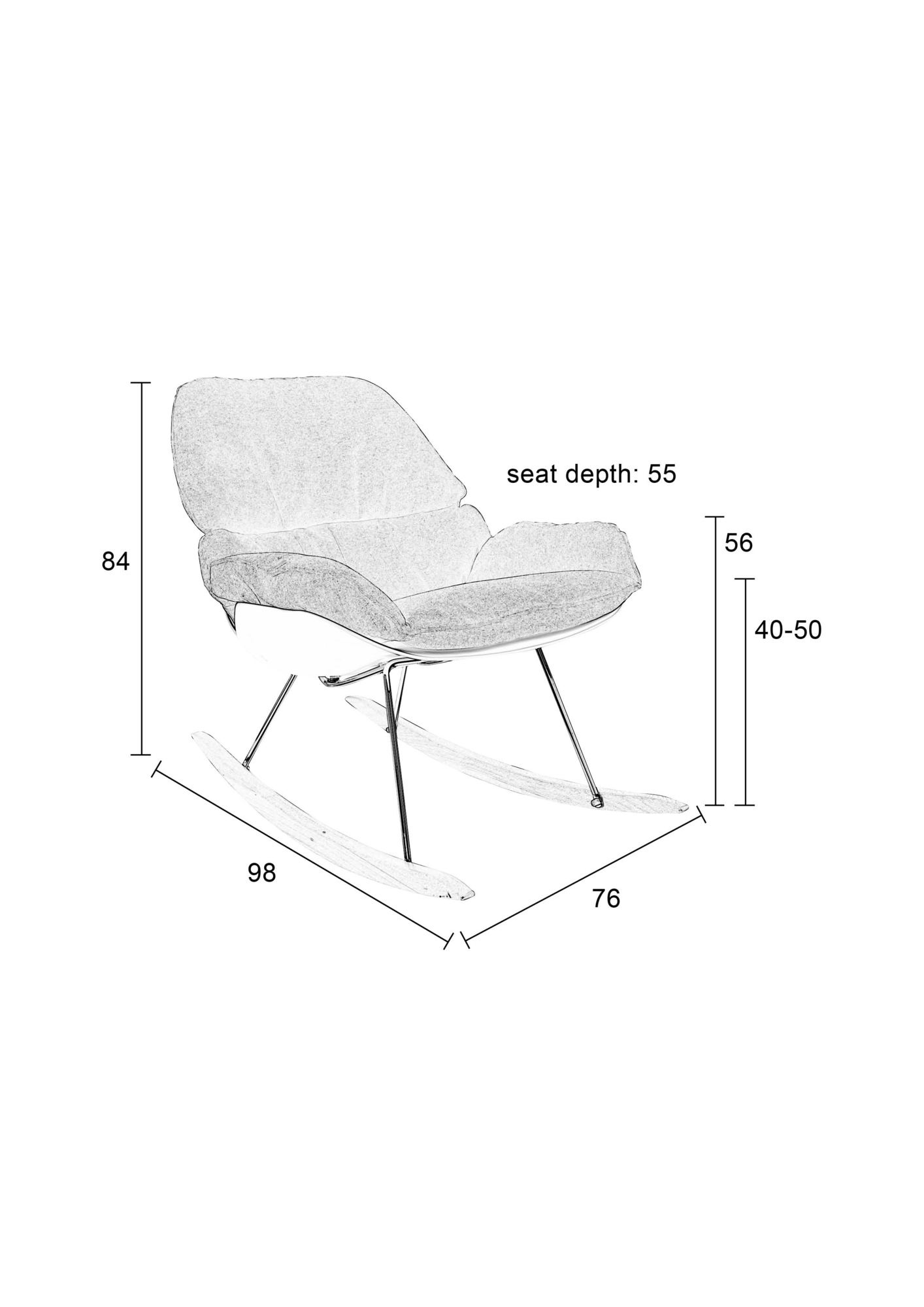 Fauteuil Rocky gebroken wit