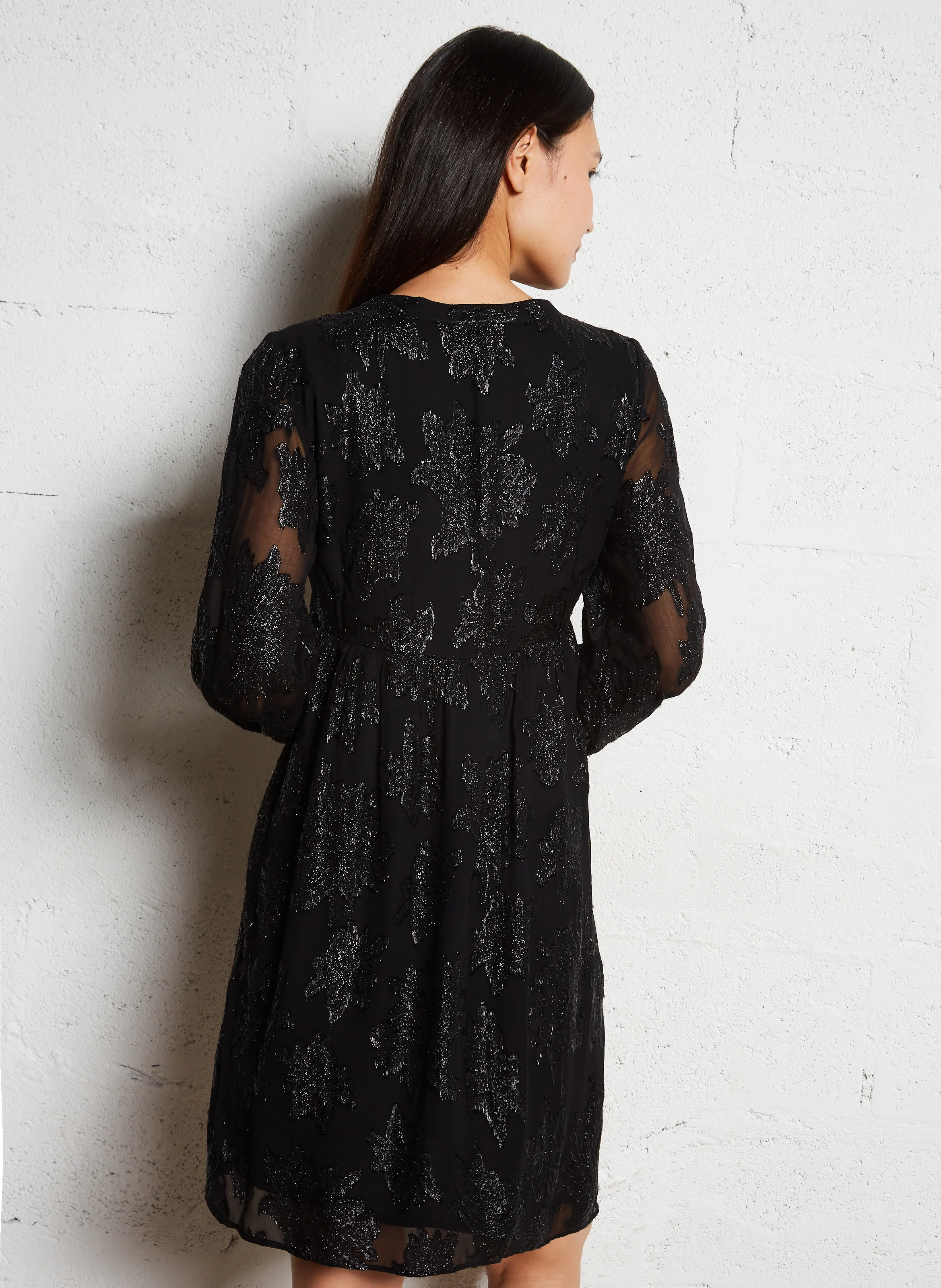 MARJO - Robe courte jacquard| Noir