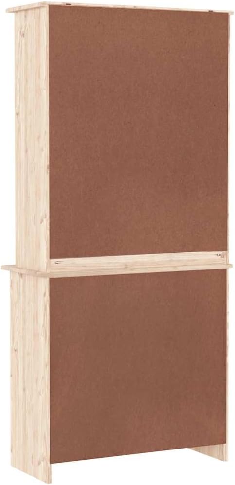 vidaXL Highboard, Kommode mit Schubladen Glastüren, Buffetschrank Vitrinenschrank, Schrank Beistellschrank für Küche Wohnzimmer, Massivholz Kiefer
