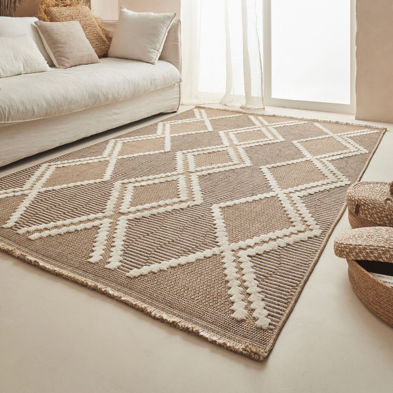 Nazar Rugs Tapis aspect jute TULUM 9048 intérieur & extérieur marron - 60x90 cm