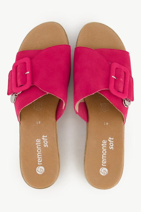 Leder-Clogs, Remonte x Elle, Holzoptik-Sohle, Weite F