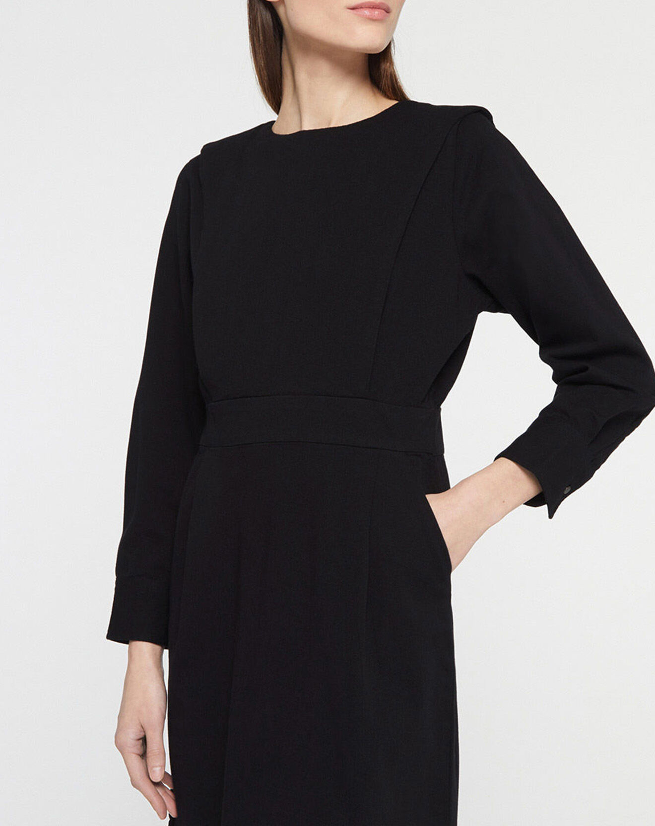 Galeries Lafayette Robe courte en Coton bio Clara unie noire