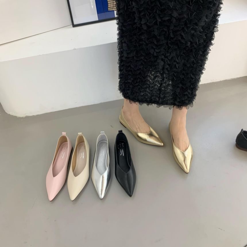 Anran - Kunstleren platte schoenen met puntige neus