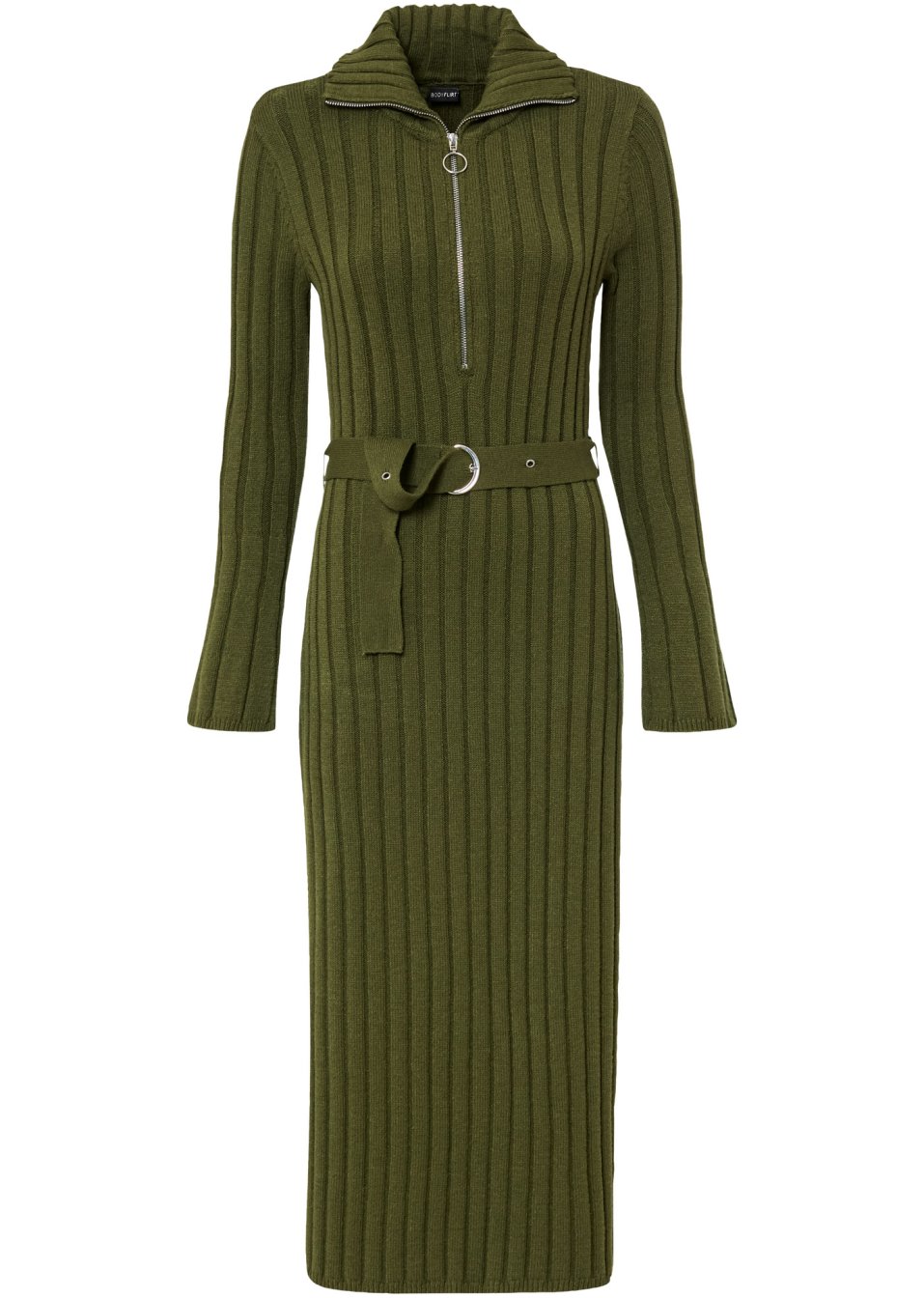 Robe en maille côtelée avec col camionneur