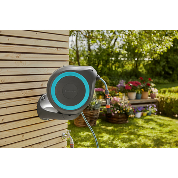 Gardena wandslangenbox Roll-up 20 meter grijs blauw