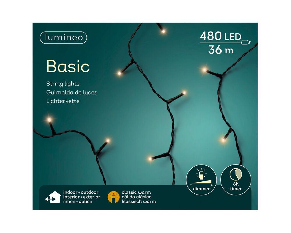 Lumineo Basic - Kerstboomverlichting - 480 - Klassiek warm wit - 3600 cm