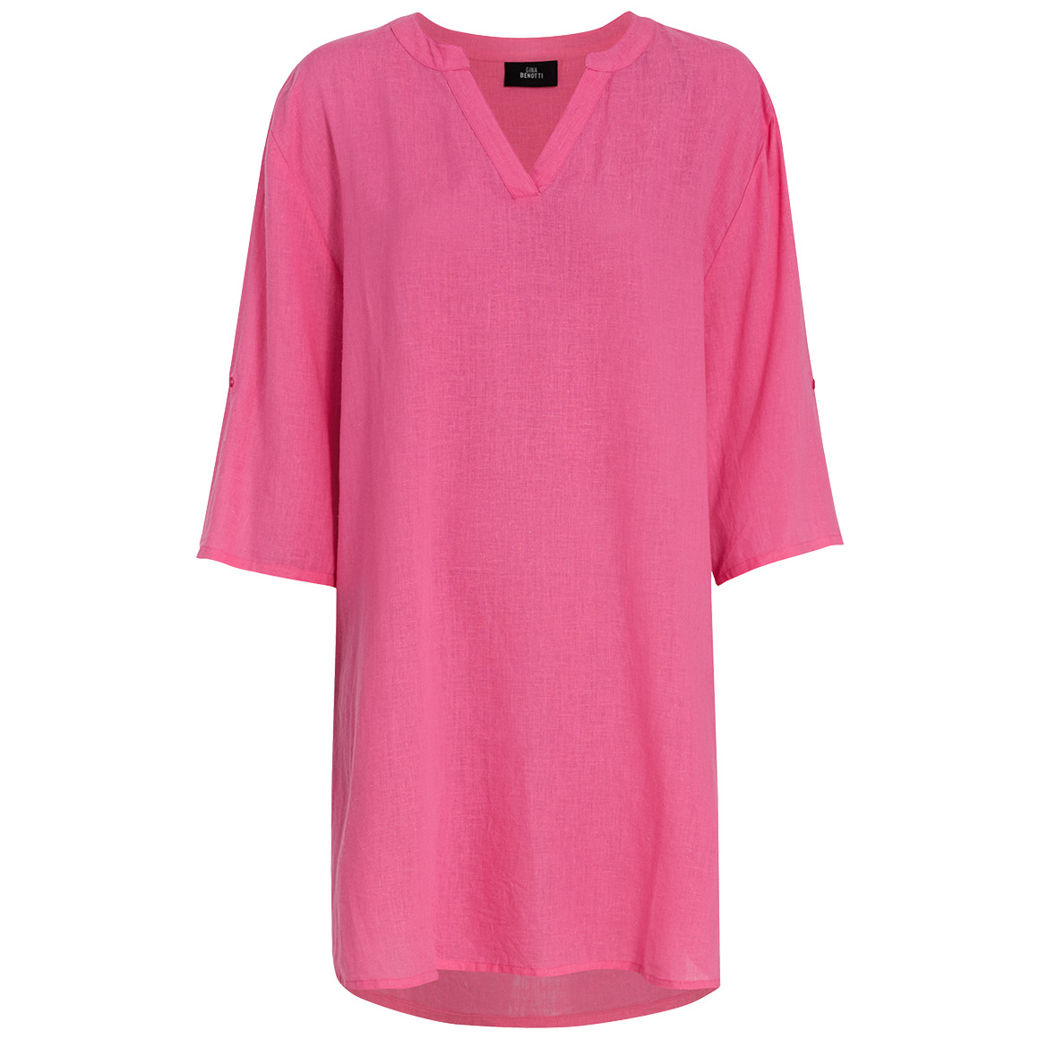 Damen Longbluse mit Leinen-Anteil pink