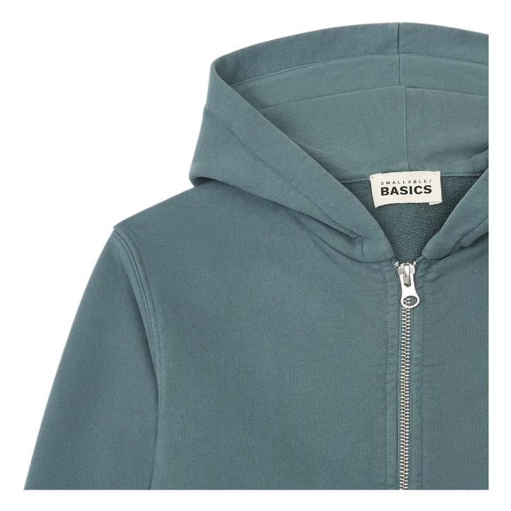 SMALLABLE BASICS Hoodie Garçon Zippé Coton Bio | Bleu Vert