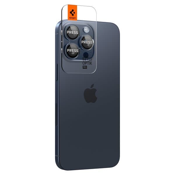 Spigen iPhone 15 Pro/iPhone 15 Pro Max Kameralinsebeskytter GLAS.tR EZ Fit Optik Pro 2-pak Blue Titanium