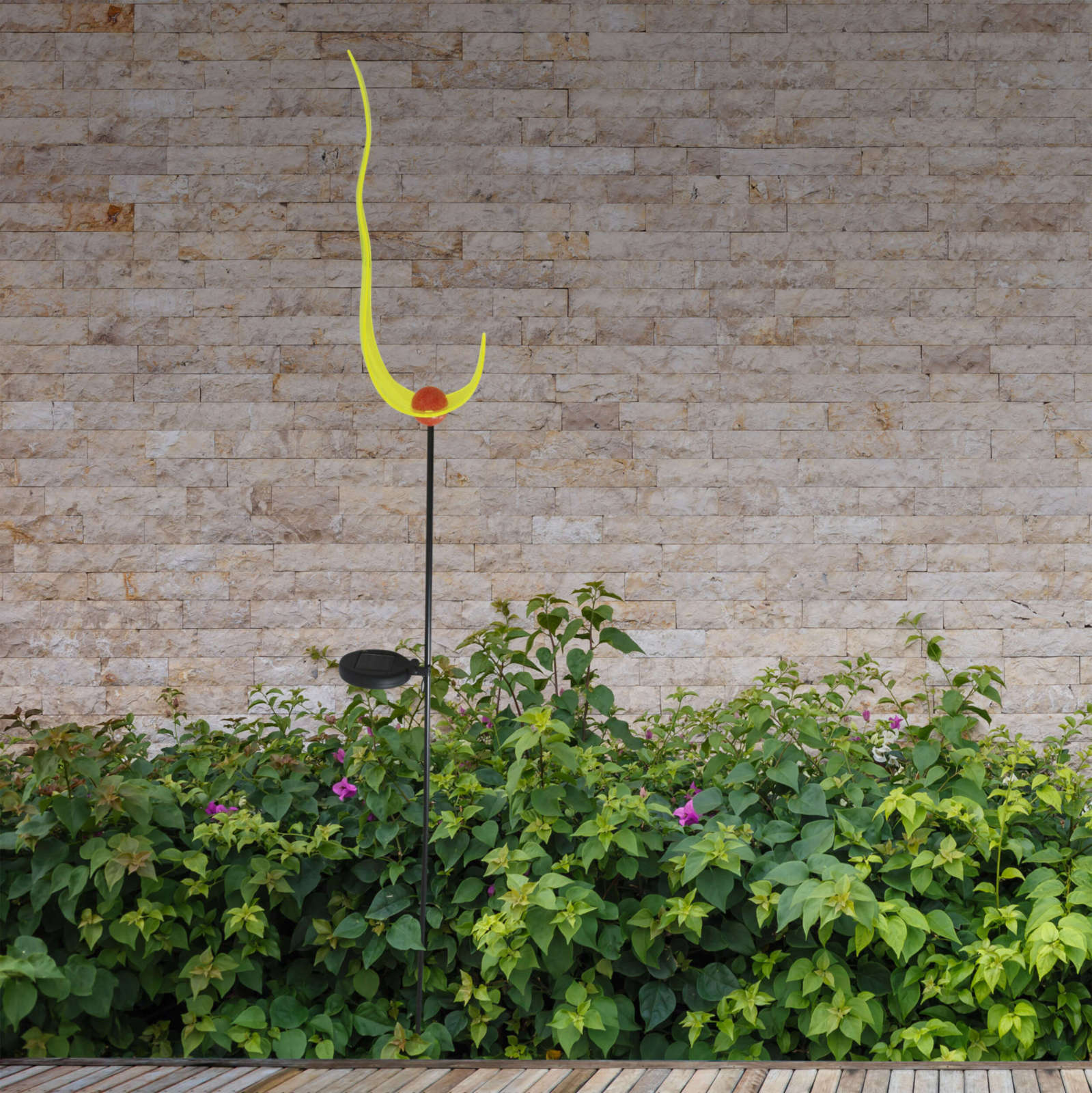 Solar LED-Erdspieß FLAMME - schwarz-gelb - 141 cm