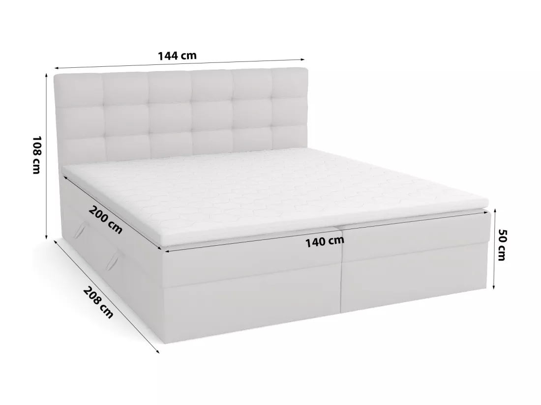 LIT BOXSPRING avec coffre de lit Glame 140x200 cm, Orinoco 21 (Gris clair)