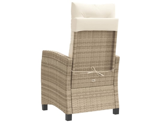 VIDAXL - Chaise inclinable de jardin avec coussins beige résine tress...