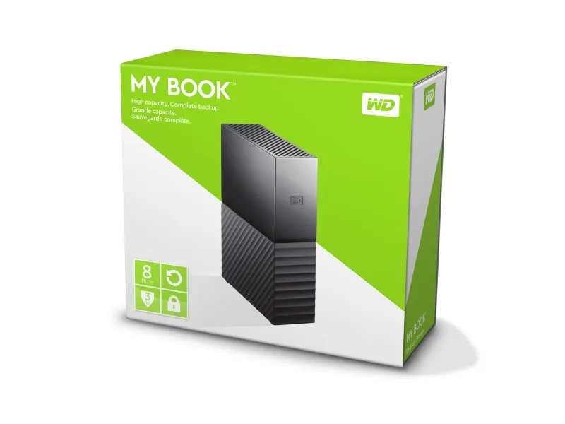 WD My Book WDBBGB0080HBK - Harddisk - krypteret - 8 TB - ekstern (stationær) - USB 3.0 - 256-bit AES - sort