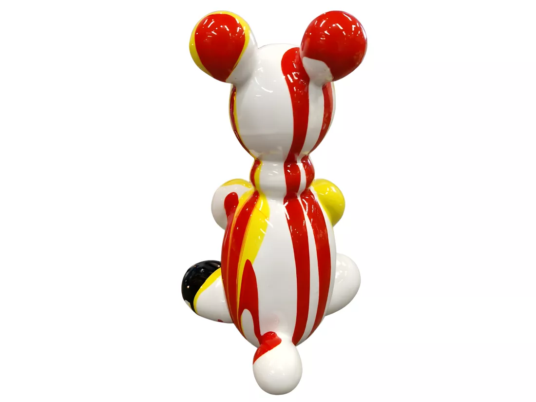 Statuette nounours balloon blanc rouge jaune H13 cm - LOTSO DRIPS 02