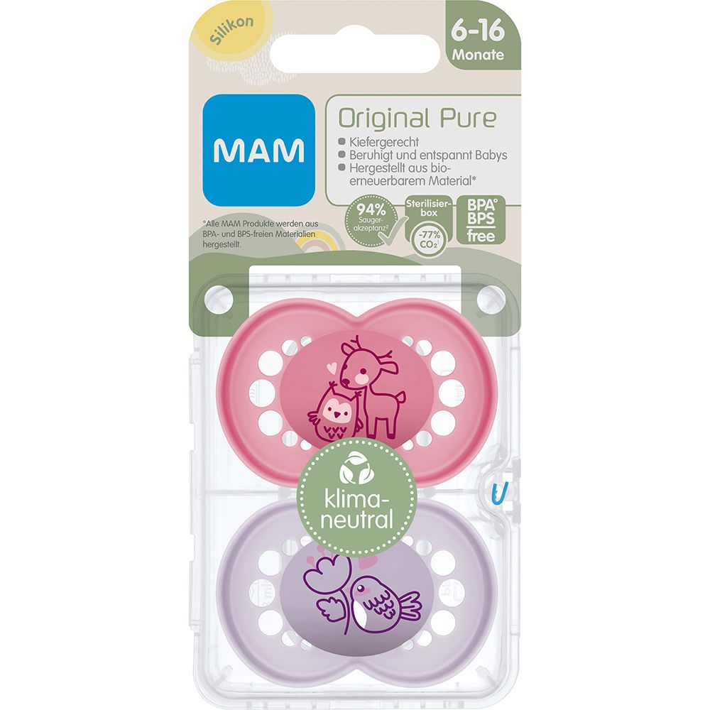 MAM Original Pure Silikonschnuller 6-16 Monate (Farbe/Motiv nicht wählbar)