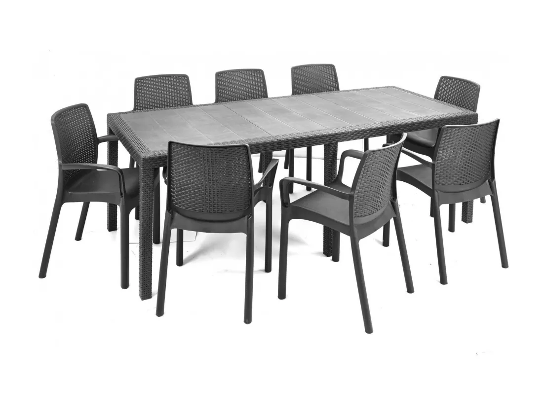 Lot de 4 chaises d'extérieur Dnardin, Sièges de jardin, Chaise de table à manger, Fauteuil d'extérieur effet rotin, 100% Made in Italy, 54x60h82 cm, Anthracite