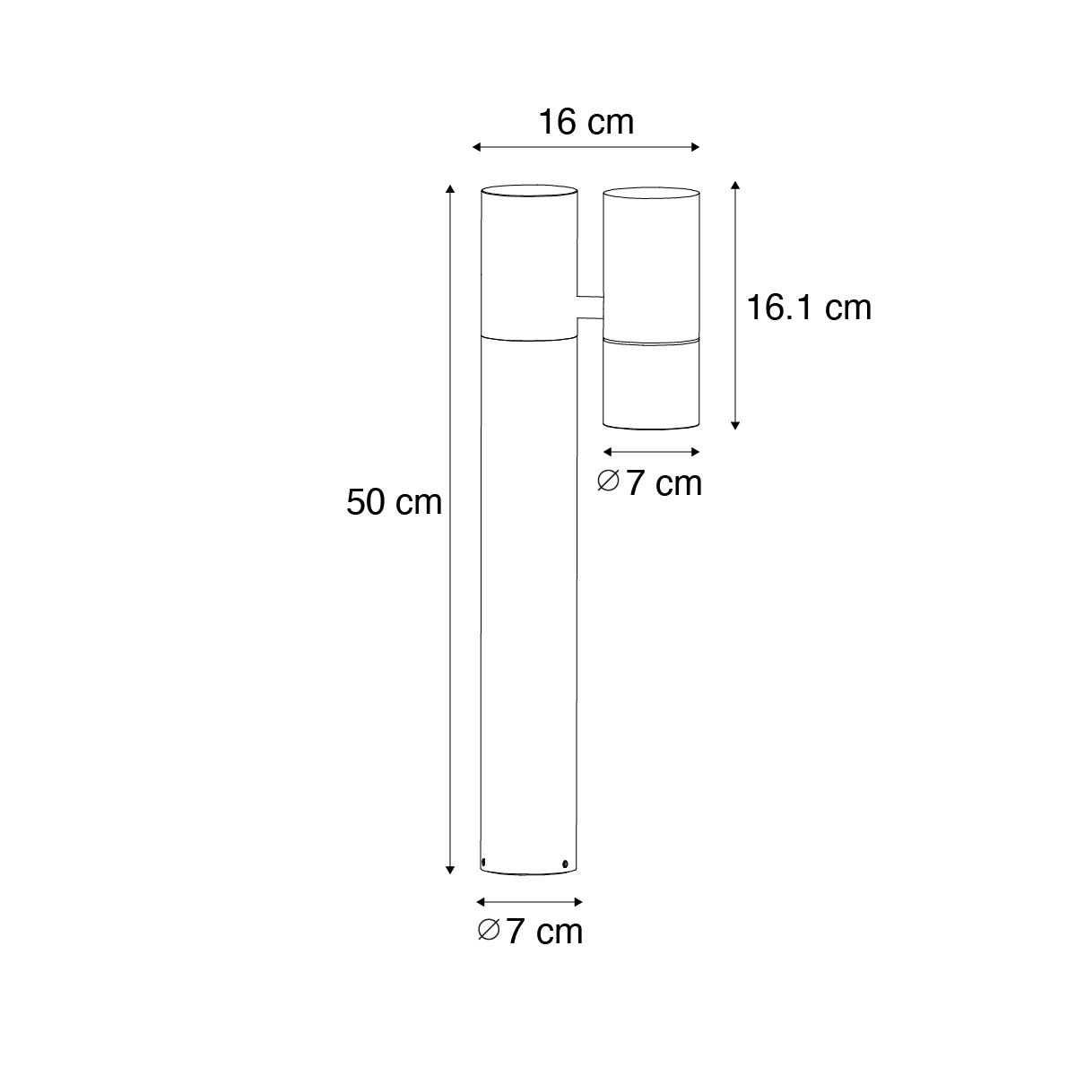 Staande buitenlamp zwart 50 cm verstelbaar - Duo