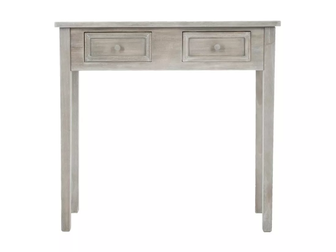 Meuble Console 2 Tiroirs en Bois effet Blanchi H 76 cm