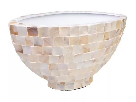 Jardinière en bois et nacre beige 62x29x33h cm
