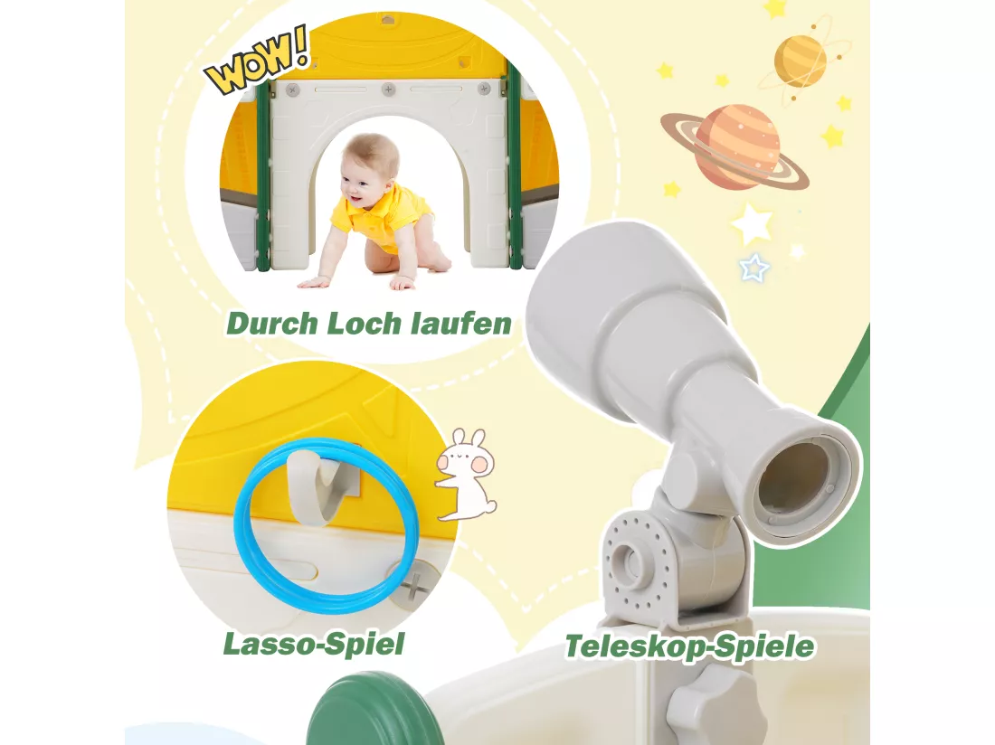 Toboggans double 8 en 1 pour enfants - 200 x 165 x 95cm - en HDPE - avec espace de rangement et panier de basket - vert