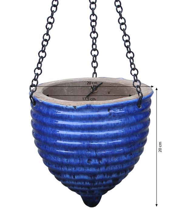 Dehner Keramik-Hängeampel, konisch, blau