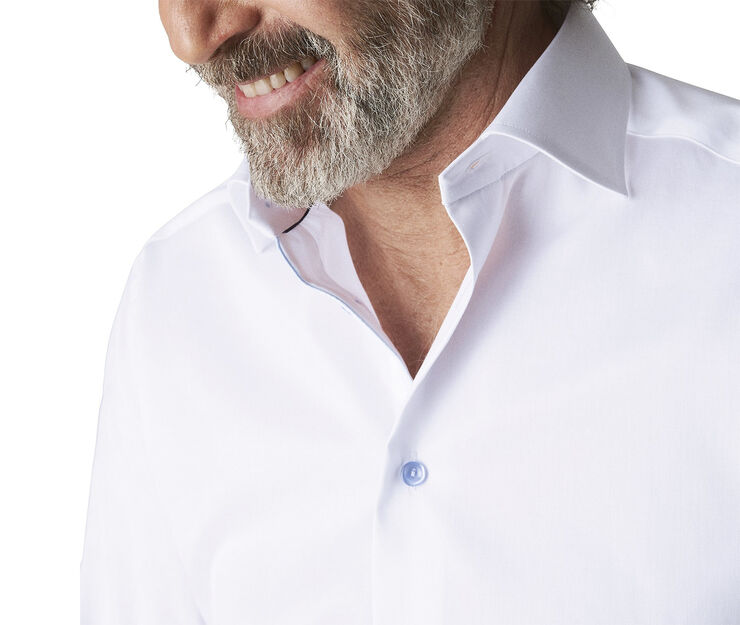 ETON White Twill Shirt Blue Details - Contemporary Fit Hvid