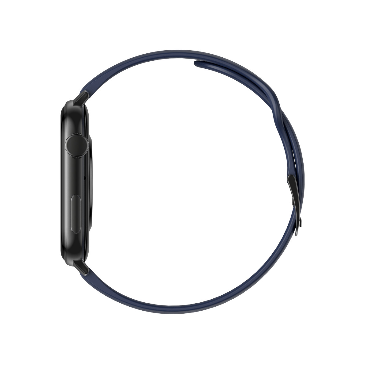 Montre SMARTY 2.0 training mixte connecté métal noir bracelet silicone bleu fonce