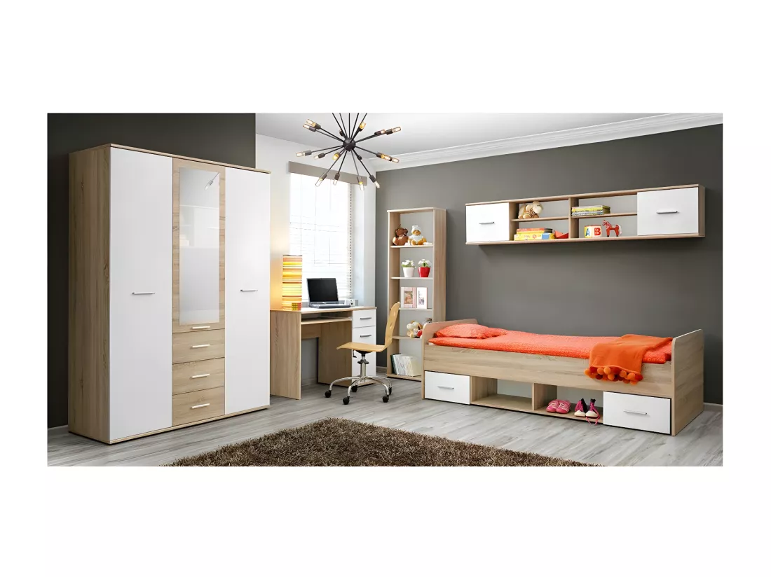 Bureau enfant, Ado avec étagère coulissante, 1 porte et un tiroir collection DENVER