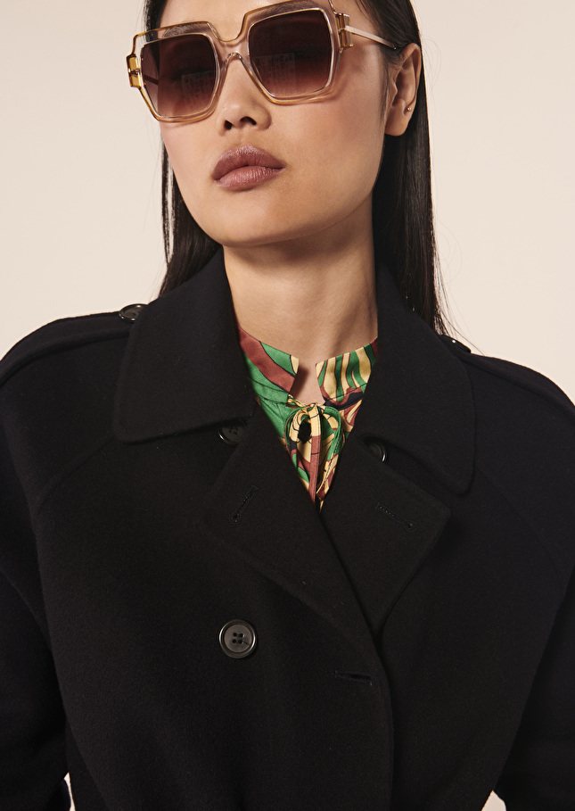 Manteau Ivanebleu nuit en laine double face
