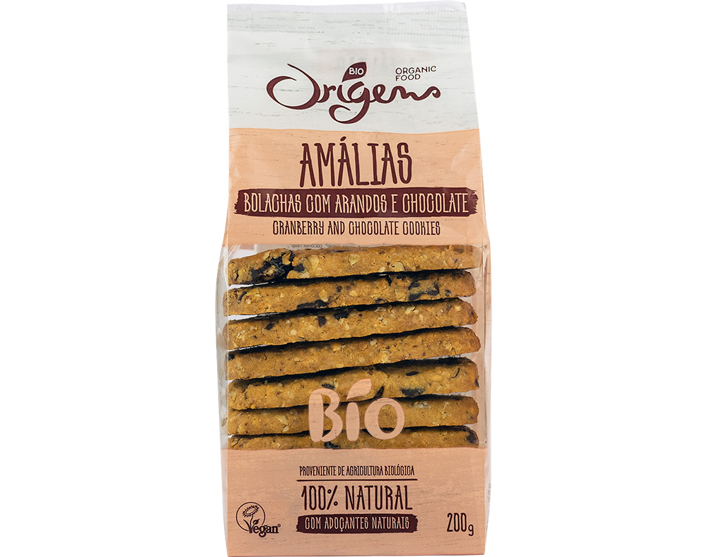 BOLACHAS AMALIA'S ORIGENS BIO ARANDOS E CHOCOLATE 200G