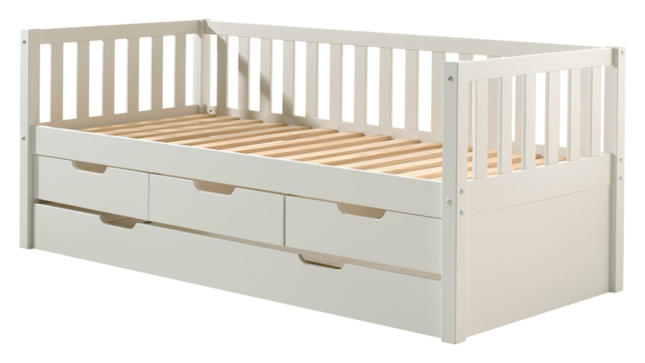 Kajuitbed Fritz met 3 laden en slaaplade white