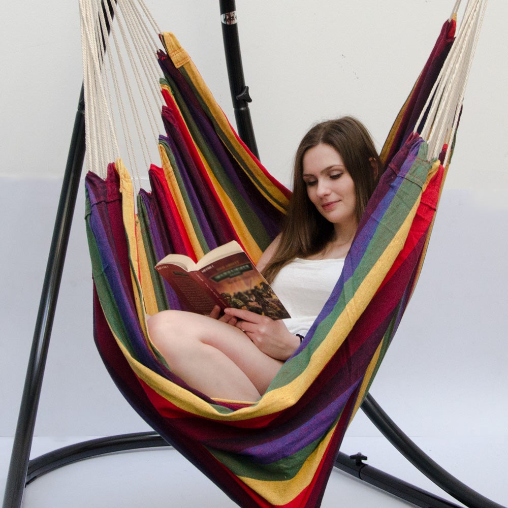 Hangstoel, relaxstoel, 190x140cm, tot 150kg, regenboogkleuren